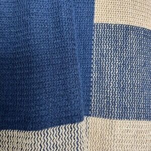 Vintage Camel and Navy Scarf Shawl Wrap Colorblock Preppy Quiet Luxury Old Money